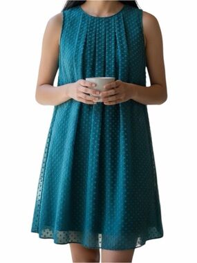Sachin + Babi - Anthropologie Silk Blend Swiss Dot Dress Teal Size 8